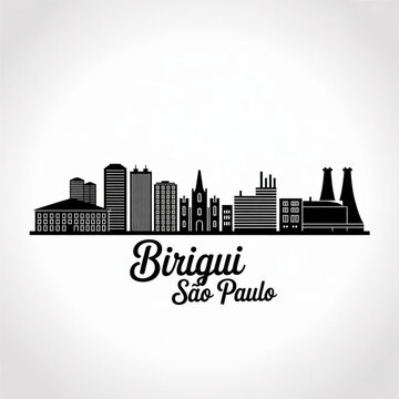 Birigui Sao Paulo Brazil Skyline Panorama - A Brazilian Manufacturing Town Cityscape Illustration