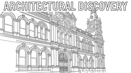 Obraz premium Ornate Historic Building Coloring Page for Architectural Discovery
