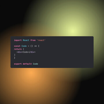 React Code Snippet Displayed Against a Colorful Blurred Background