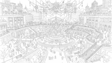 Naklejka premium Architectural_line_art_of_plaza_202609030353 [Converted]
