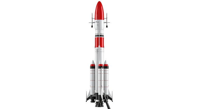 Space rocket launch vehicle isolated on white background for aerospace technology concepts