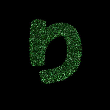 Japanese hiragana character Ra made of green leaves