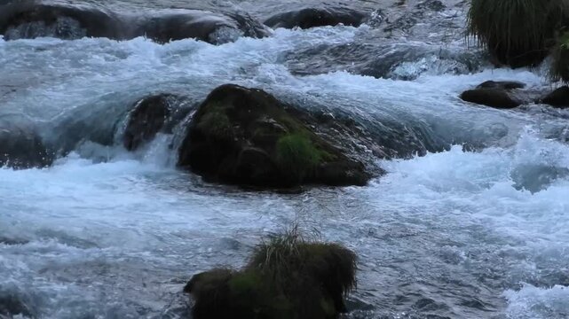 water flowing over rocks
