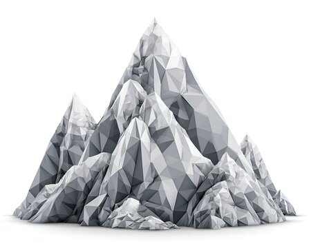 Low poly mountain range in abstract geometric style and grayscale colors