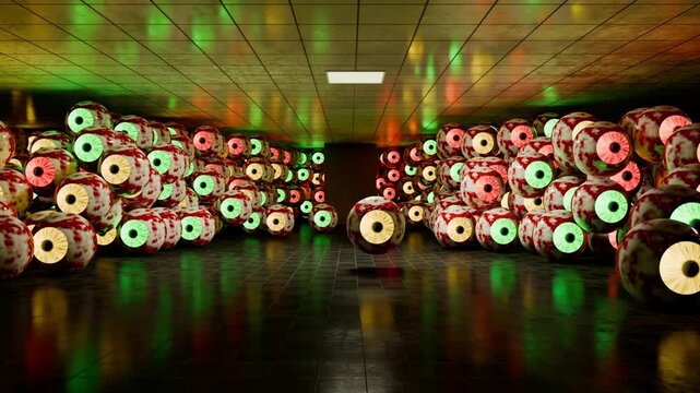 Mystical Spooky Eyes Fill the Old Horror Corridor