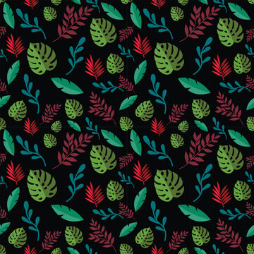 Colorful tropical leaf pattern background