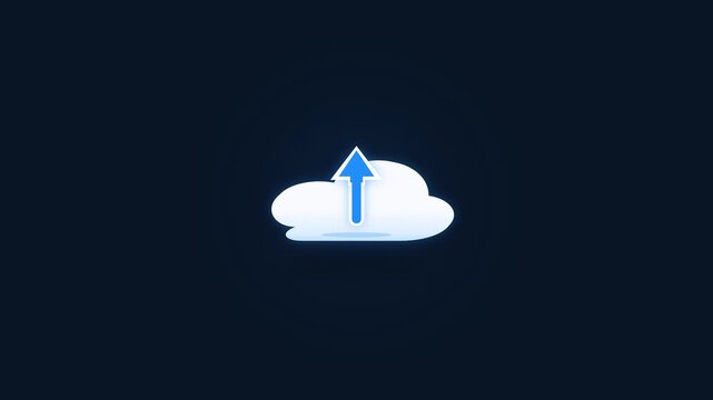 Dynamic cloud icon with an upward arrow, representing efficient data uploading and secure online content storage for digital platforms and remote access solutions