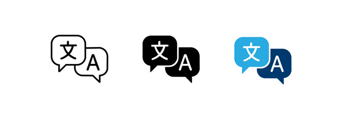 Bubble icon set. Language translation chat symbols for global communication. © ALDI