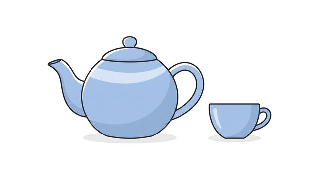 Blue Teapot with Matching Teacup