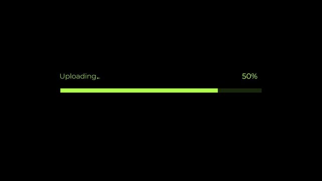 Software uploading process concept. Please wait uploading in progress. motion graphic of loading bar with progress percentage. Animation of 4k video.