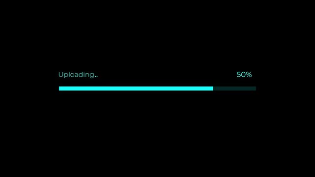 Software uploading process concept. Please wait uploading in progress. motion graphic of loading bar with progress percentage. Animation of 4k video.