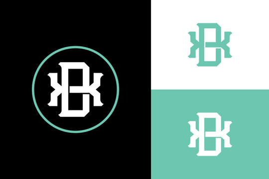 Geometric monogram logo of letters D and X with circular frame on multi colored background set