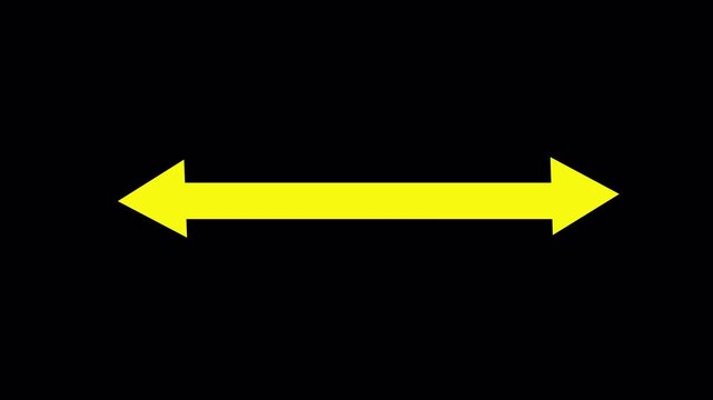 Double side indicator arrow animation on transpRENT background. Left and right arrow icon motion graphics. two side arrow distance 4k video WITH ALPHA CHANNEL footage.