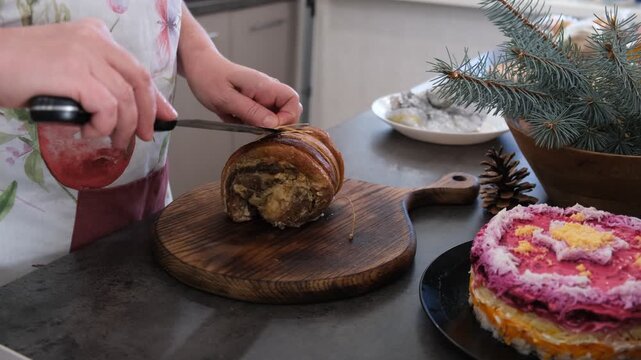 Baked pork belly. Preparing for the holiday. Christmas.