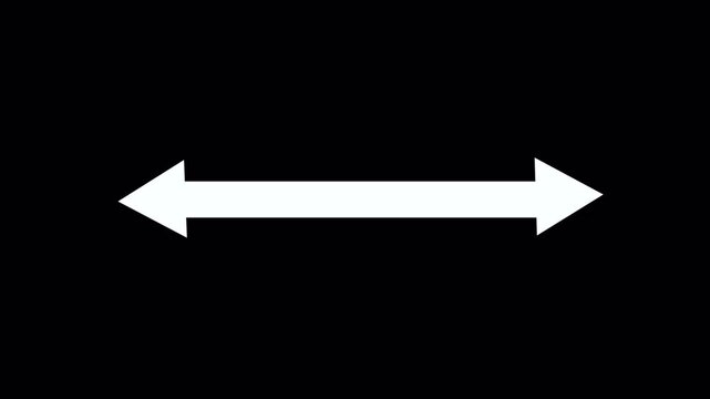 Double side indicator arrow animation on transpRENT background. Left and right arrow icon motion graphics. two side arrow distance 4k video WITH ALPHA CHANNEL footage.