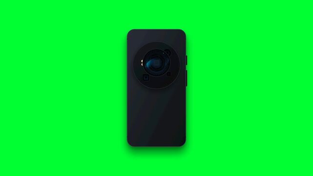 Modern Smartphone camera module  Animation with Green Screen Background for Compositing