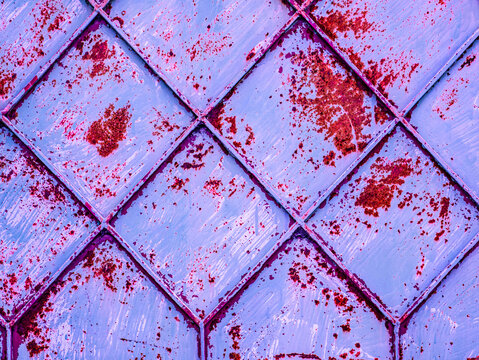 Lavender Purple Metal Panel with Rust Spots Diamond Pattern