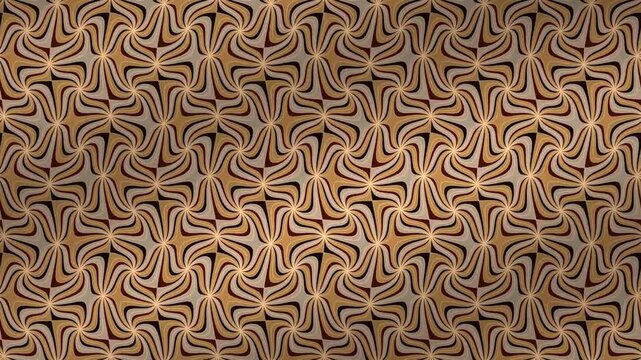 Mirror Twist Lattice Of Counter Handed Swirl Knots Unwinding Into Petals Abstract Motion Background Seamless Loop in subtle vermilion tones