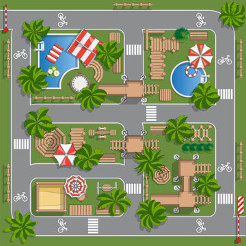Playground. View from above. Vector illustration. 