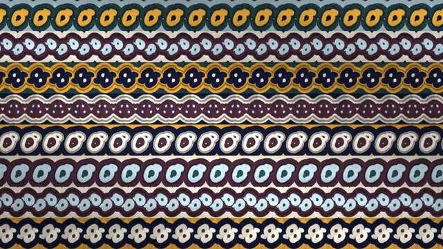 Seven Frieze Symmetry Groups Relaying Across Stacked Ornament Registers Geometric Border Seamless Loop in deep blue tones