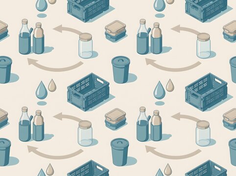 Reusable Container Pattern with Bottles Crates and Return Loops