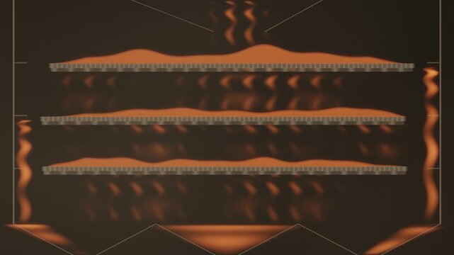 Gyratory Sifter Cutaway With Stacked Screen Decks Separating Powder Into Three Streams Seamless Loop in subtle ochre tones
