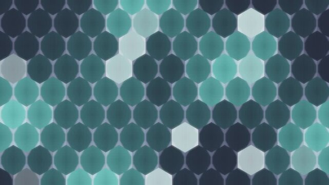 Glowing hexagonal tech grid pulsing honeycomb energy cells seamless loop in deep teal tones
