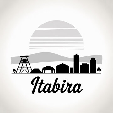 Itabira Minas Gerais Brazil Skyline Silhouette - A Brazilian Iron Ore Mining Town Vector Illustration