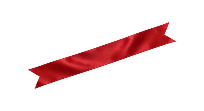 Red satin ribbon banner with fishtail ends is ideal for festive labels and celebration greetings.