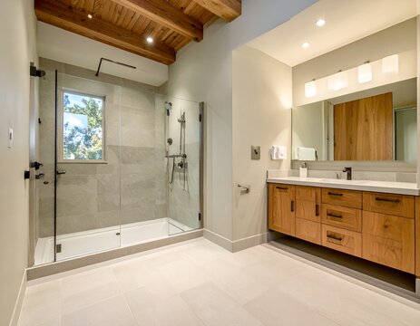 Aging-in-Place Bathroom with Accessible Shower Design