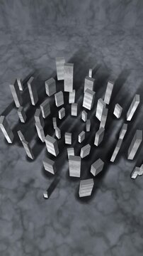 Ancient Stone Circle of Standing Monoliths, Slow Orbiting Aerial View With Parallax, Seamless Loop in subtle slate tones vertical 9:16