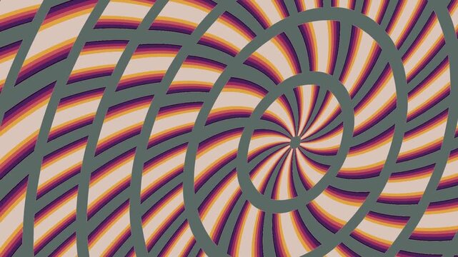 Concentric Segmented Rings Counter Rotating While Segment Counts Step Outward Flat Retro Print Seamless Loop in vibrant blush tones
