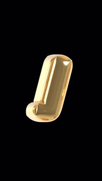 Vertical Letter J Golden Balloon Alphabet Alpha Channel for Social Media Reels 4K