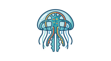 Fototapeta premium Jellyfish internal anatomy diagram with organ labels.