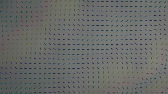 Spin Echo Refocusing Lattice of Precessing Arrows Swept by a Hard Inversion Pulse Seamless Loop in vibrant concrete tones