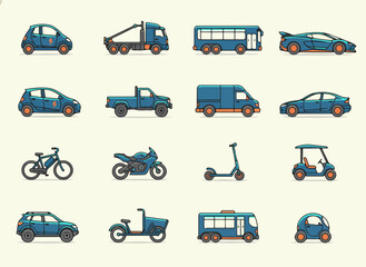 Fototapeta premium Collection of Blue Vehicles and