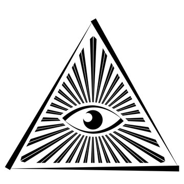All seeing eye in triangle illuminati pyramid eye of providence logo