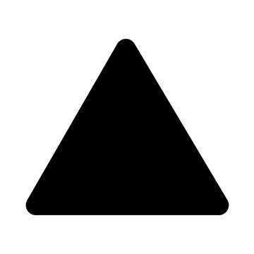 Black solid triangle warning pyramid shape icon isolated