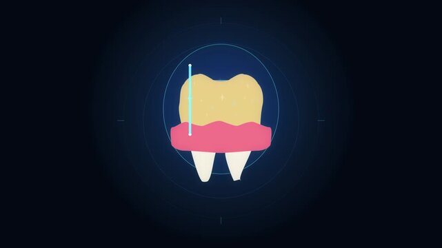 Animated clean and dirty tooth comparison showing whitening and protection, healthy oral hygiene concept