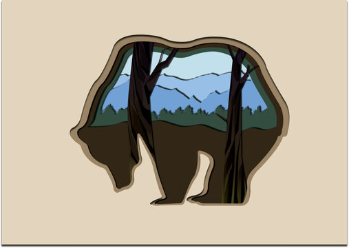 papercut art bear