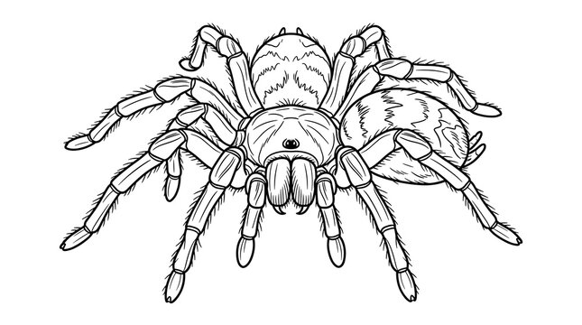 Tarantula spider line art vector on white background
