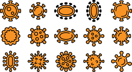 Obraz premium Virus Icons Collection For Microbiology And Science