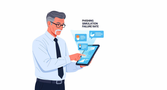 CISO Examining Phishing Failure Rates on Tablet Screen