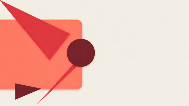 Abstract geometric composition with red triangles, circles, and rectangles