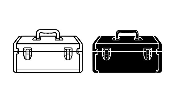 Set of tool box icons in outline and solid style high quality tool storage repair equipment construction gear hand tools work tools maintenance gear toolbox icon high quality 4K