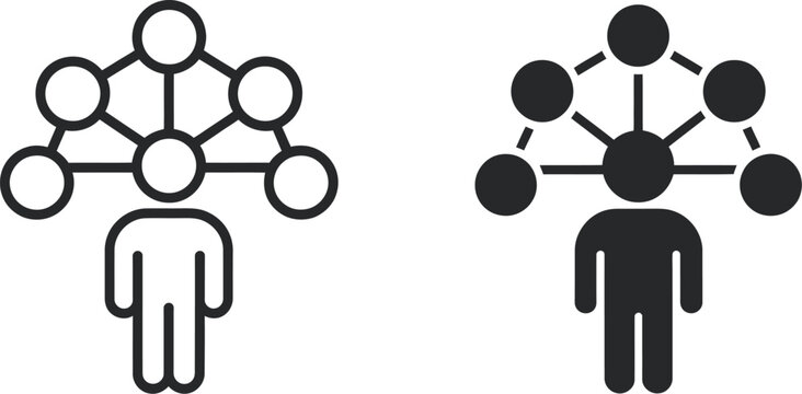 User Persona Network Diagram Icon featuring Social Connectivity, People Profiles, Community Links, and Management Concepts