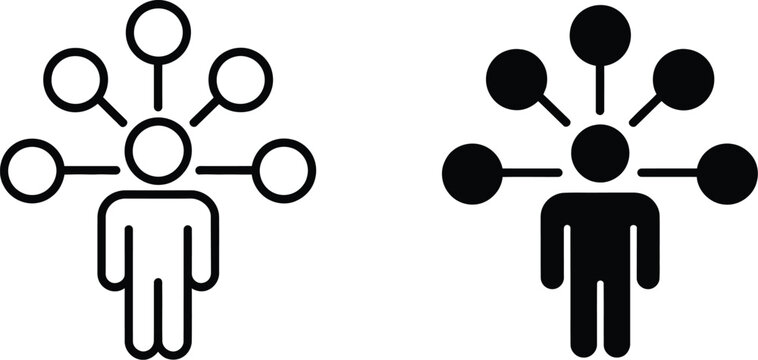User Persona Network Diagram Icon featuring Social Connectivity, People Profiles, Community Links, and Management Concepts
