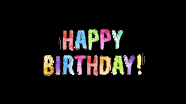 Happy Birthday Hand Drawn Watercolor Text Animation