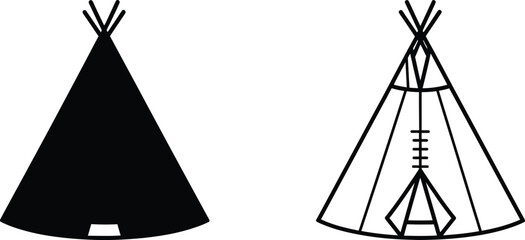 Teepees with Minimalist Design and Copy Space Featuring Teepee, Tent, Tents with Native American © Muskan