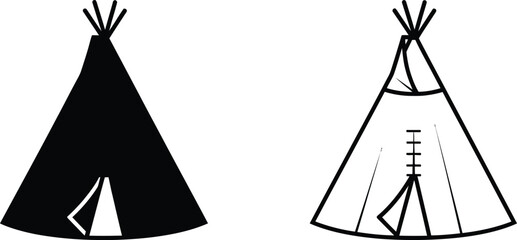 Teepees with Minimalist Design and Flat Vector Style © Muskan